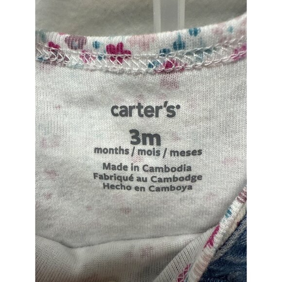 2-Piece Floral Bodysuit & Overall Set - Denim Blue - Picture 3 of 4